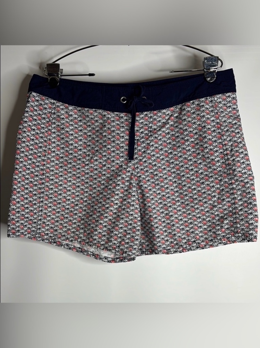 Patterned Swim Shorts with Navy Waistband